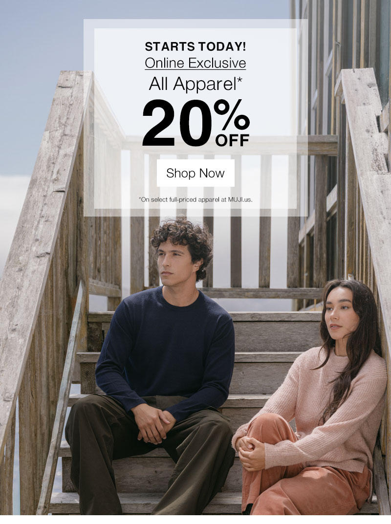 Shop 20% Off Apparel Online Only For A Limited Time!