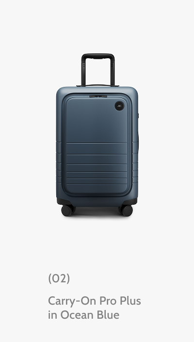 (02) Carry-On Pro Plus in Ocean Blue.