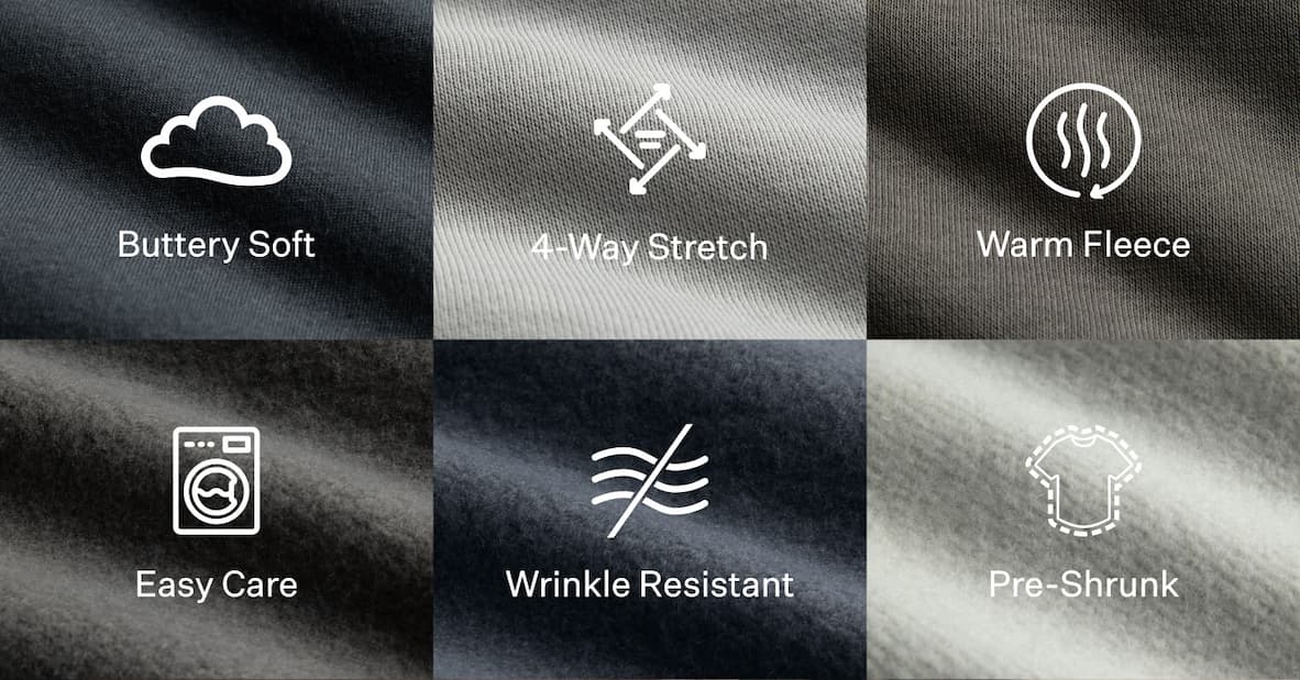 Buttery Soft | 4-Way Stretch | Warm Fleece | Easy Care | Wrinkle Resistant | Pre-Sunk
