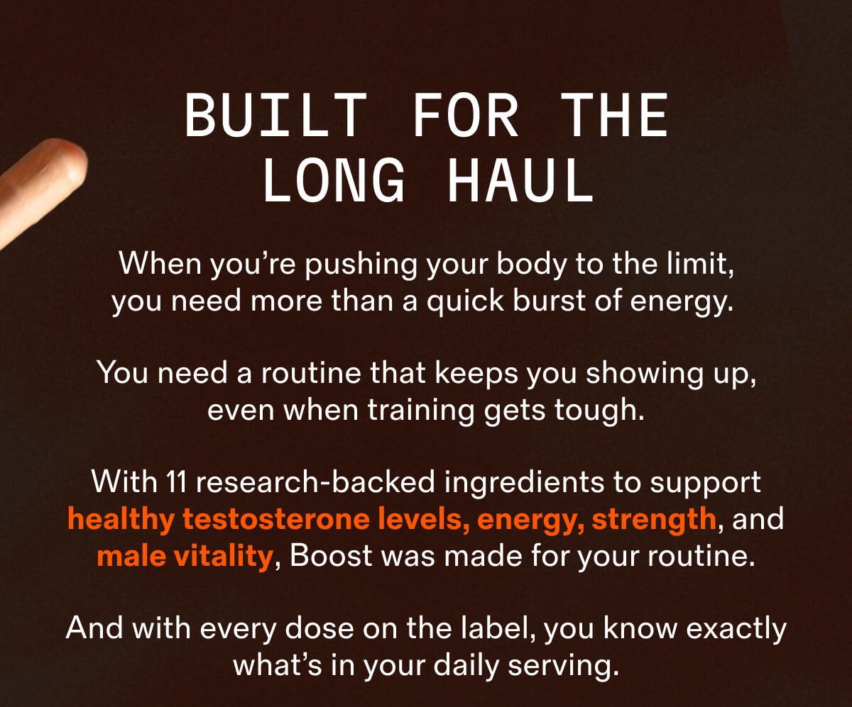 Built for the long haul: 11 research-backed ingredients, every dose on the label.