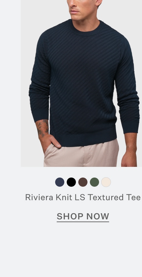 Riviera Knit Long Sleeve Textured Tee