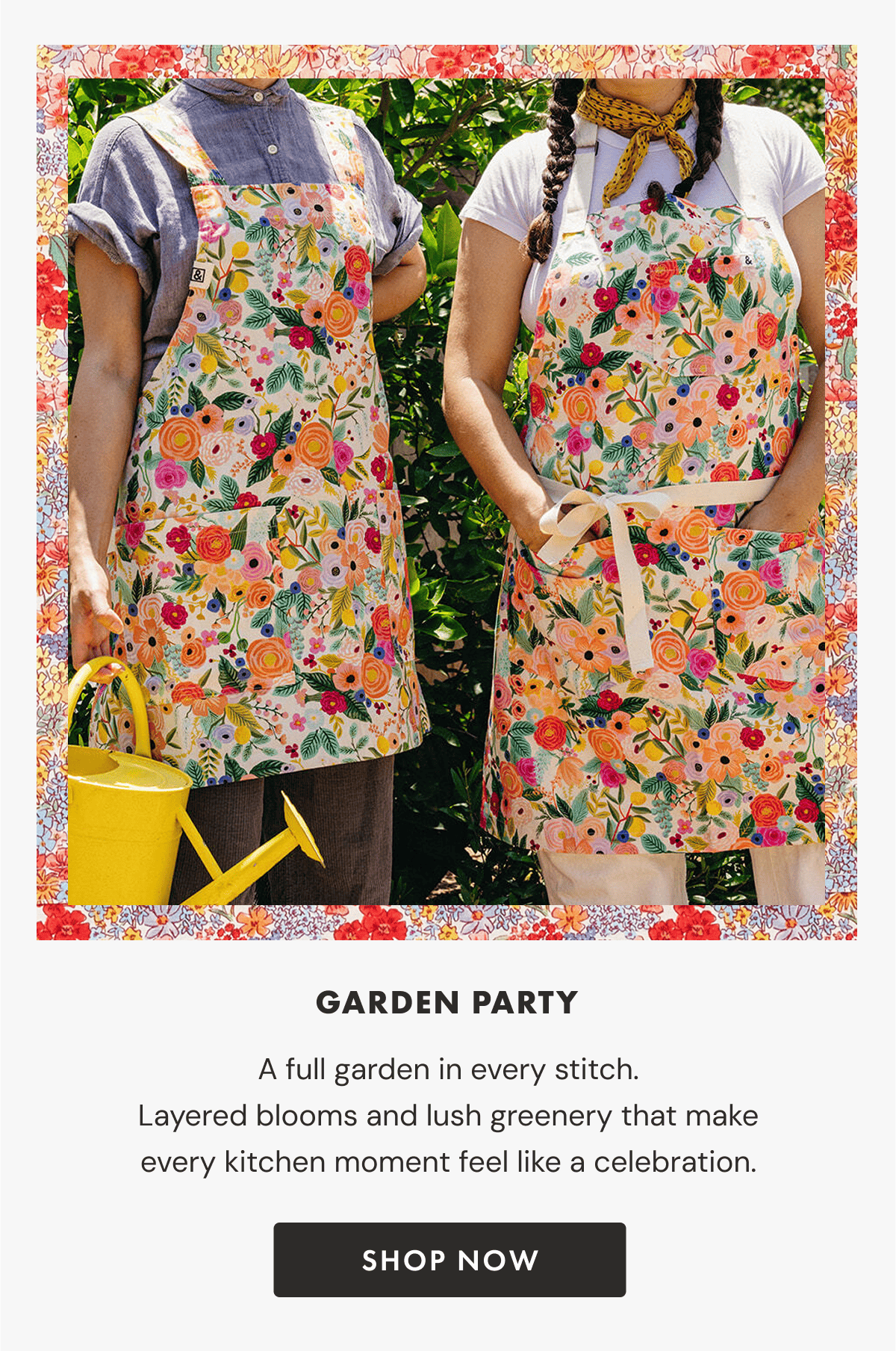 Garden Party | A full garden in every stitch. Layered blooms and lush greenery that make every kitchen moment feel like a celebration. | shop now