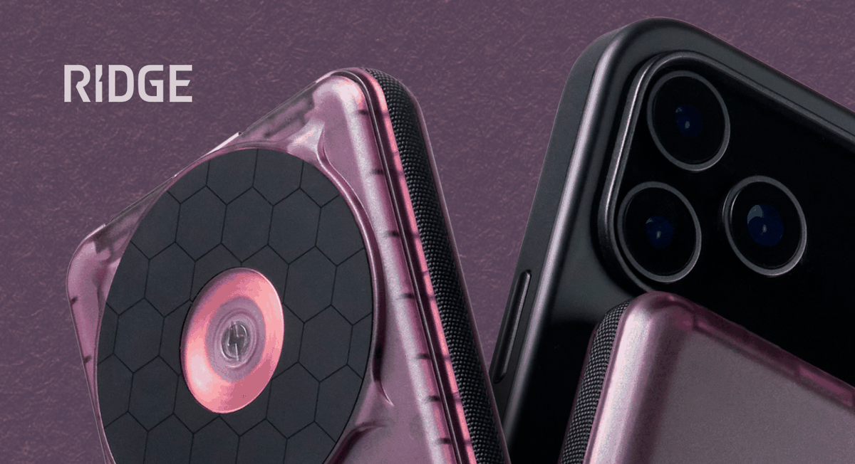 Ridge. The Atomic Purple Ridge Power Bank, translucent clear-tech housing