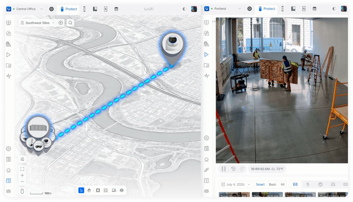 Connect cameras to your existing offsite NVR with plug-and-play simplicity&mdash; no local UniFi Cloud Gateway or Console required.