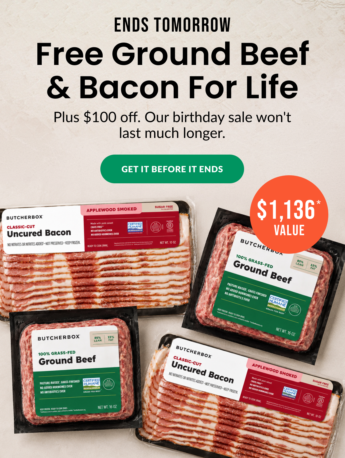 Ends Tomorrow | Free GB & Bacon For Life | GET IT BEFORE IT ENDS