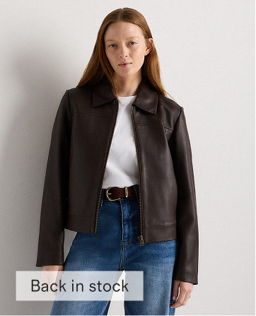 100% Leather Cropped Zip-Front Jacket