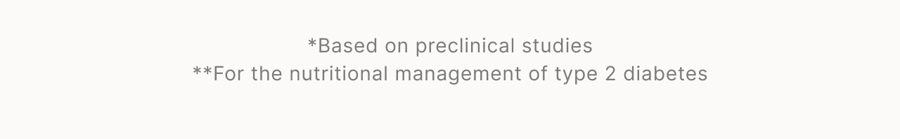*Based on preclinical studies **For the nutritional management of type 2 diabetes