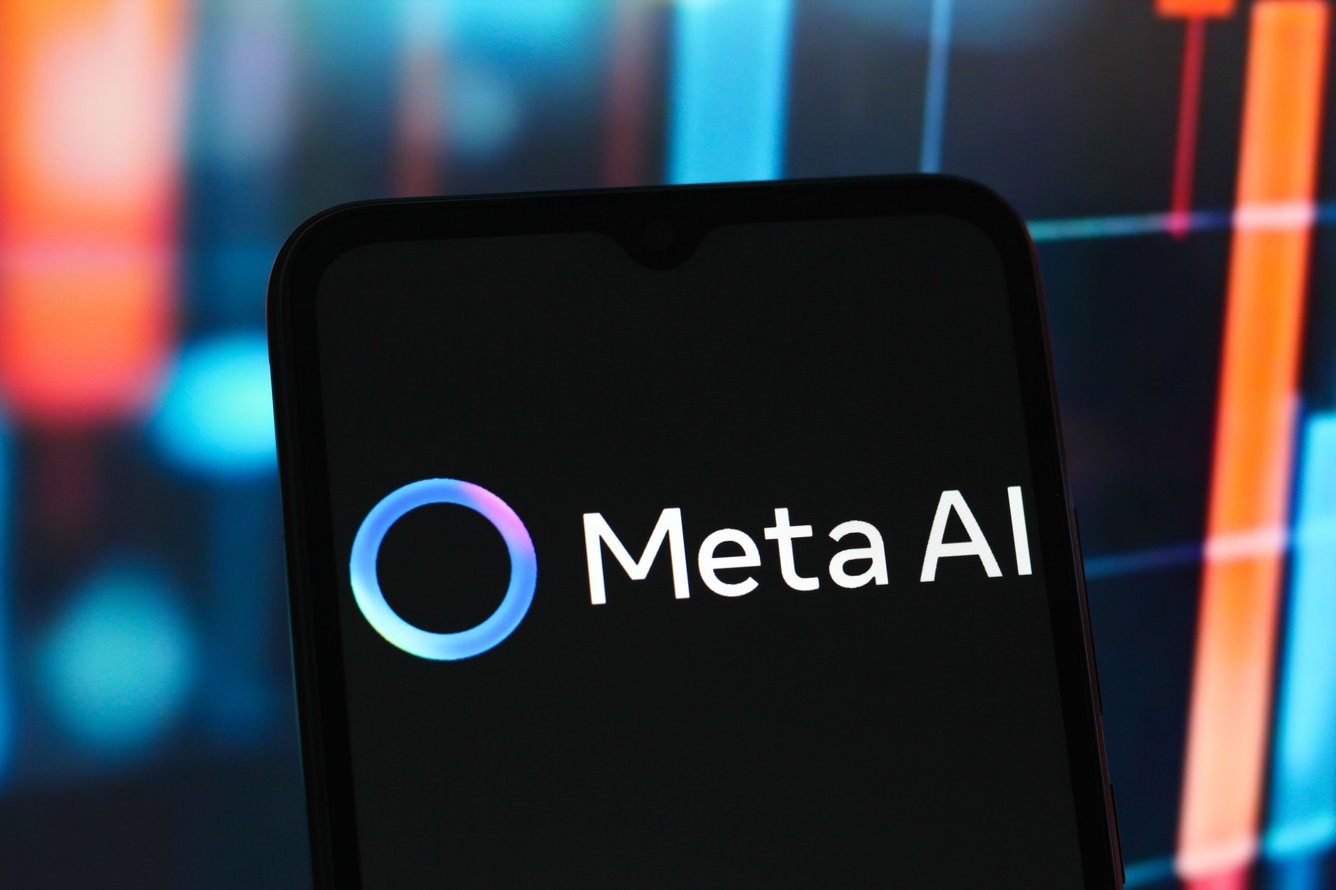 Meta AI logo against a colorful background