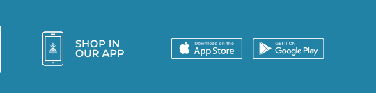 Shop in our app. Available in the Apple App Store and the Google Play store.
