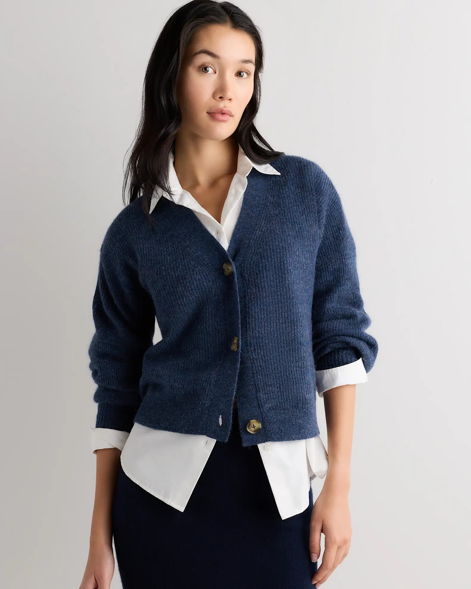 Lightweight Baby Alpaca Cropped V-Neck Cardigan