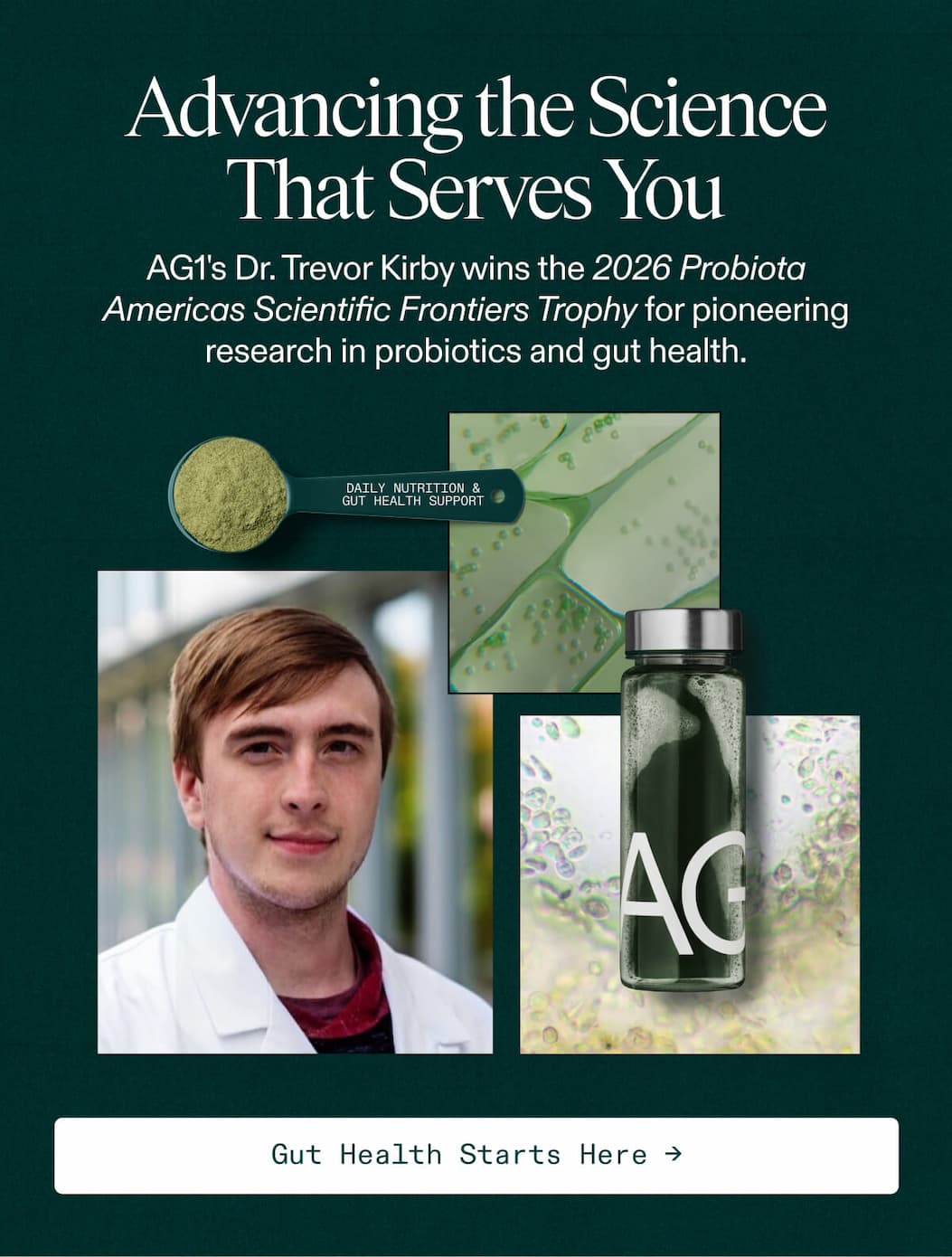 Advancing the science that serves you. AG1 has won the 2026 Probiota Americas Scientific Frontiers trophy