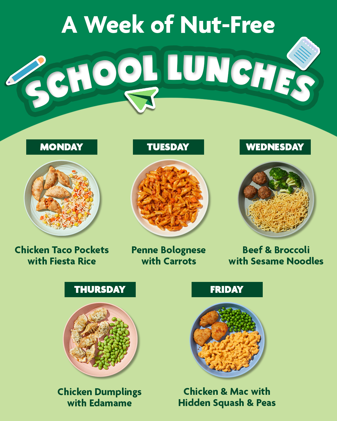 A week of nut-free school lunches