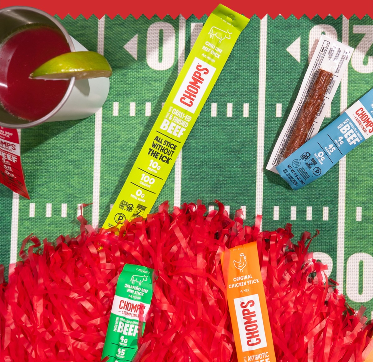 Stock up For game day Football is back and Chomps is bringing bold flavor and high-quality protein to keep you cheering all season long. stock up now