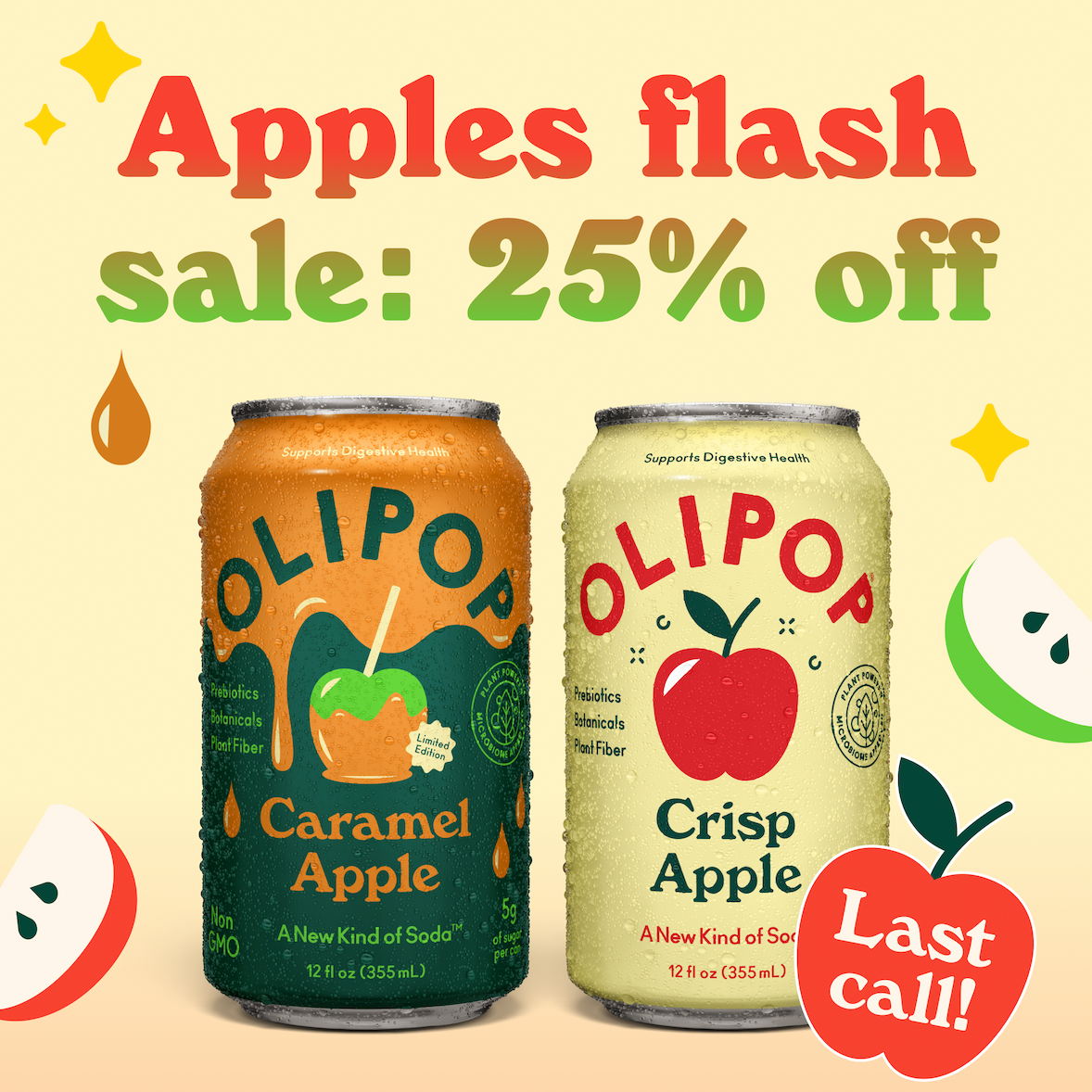 Whether you're team Caramel Apple, team Crisp Apple, or wisely refuse to choose, tonight is your last chance to save 25% on 24 cans of apple-season flavor. Add both 12-packs to your cart and the discount will apply automatically.