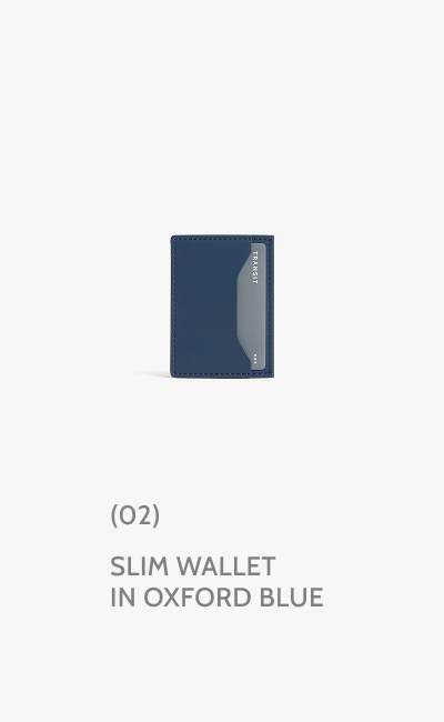 (02) Slim Wallet in Oxford Blue.