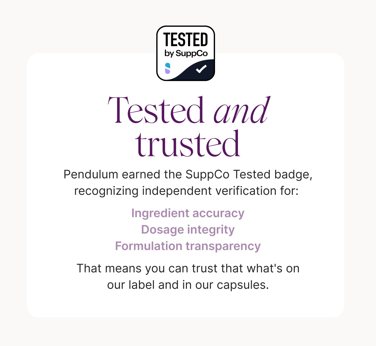 Tested by SuppCo.