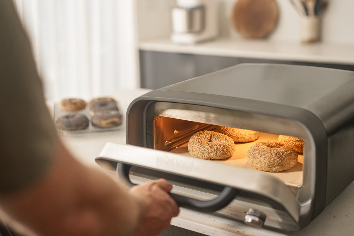 Bagels toasted in Ooni Volt 2