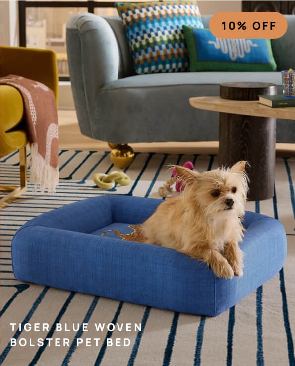 Tiger Blue Woven Bolster Pet Bed