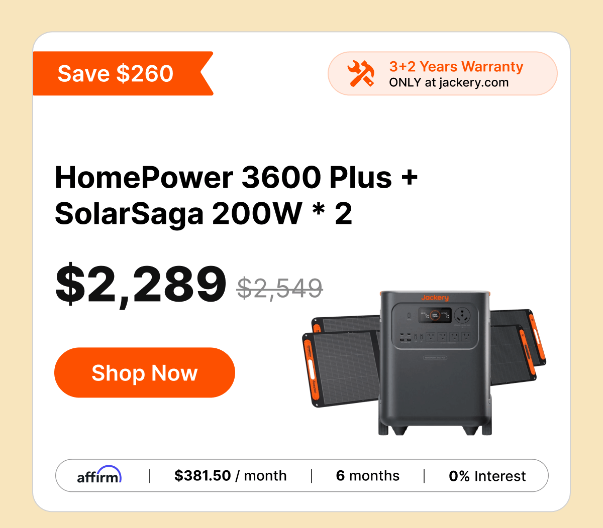 HomePower 3600 Plus + SolarSaga 200W * 2