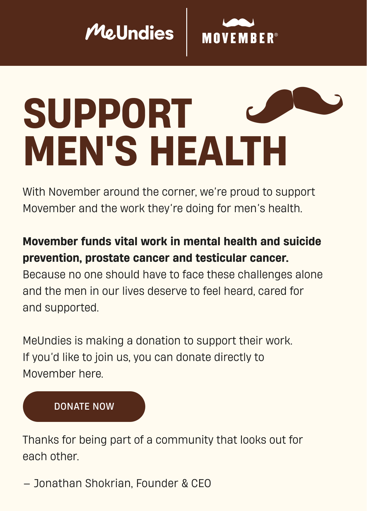 MeUndies x Movember | Support Men's Health | Donate Now