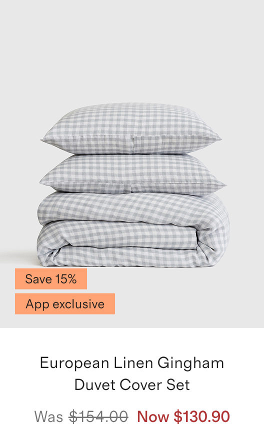 European Linen Gingham Duvet Cover Set