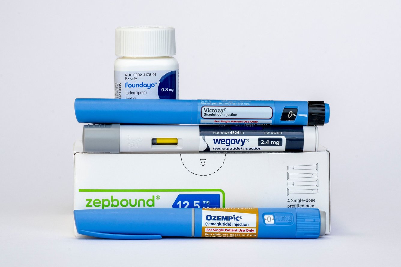 Stack of GLP-1s from Eli Lilly and Novo Nordisk