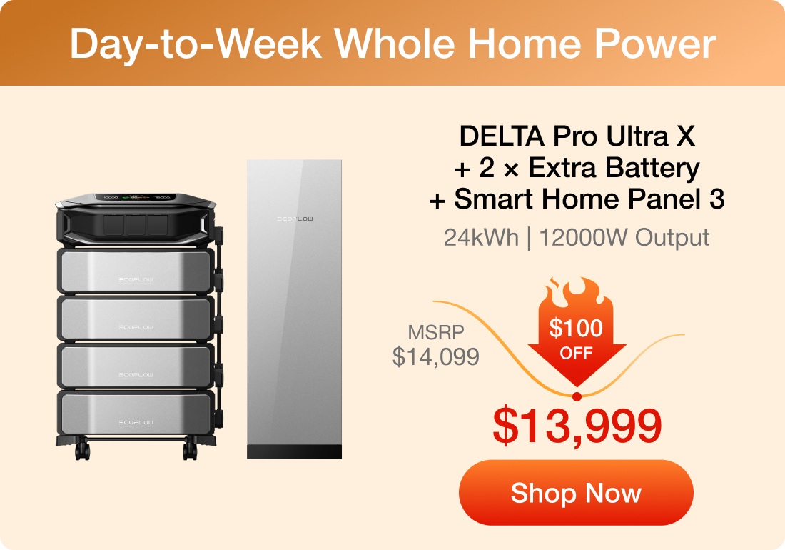 DELTA Pro Ultra X + 2 &times; Extra Battery + Smart Home Panel 3 24kWh | 12000W Output