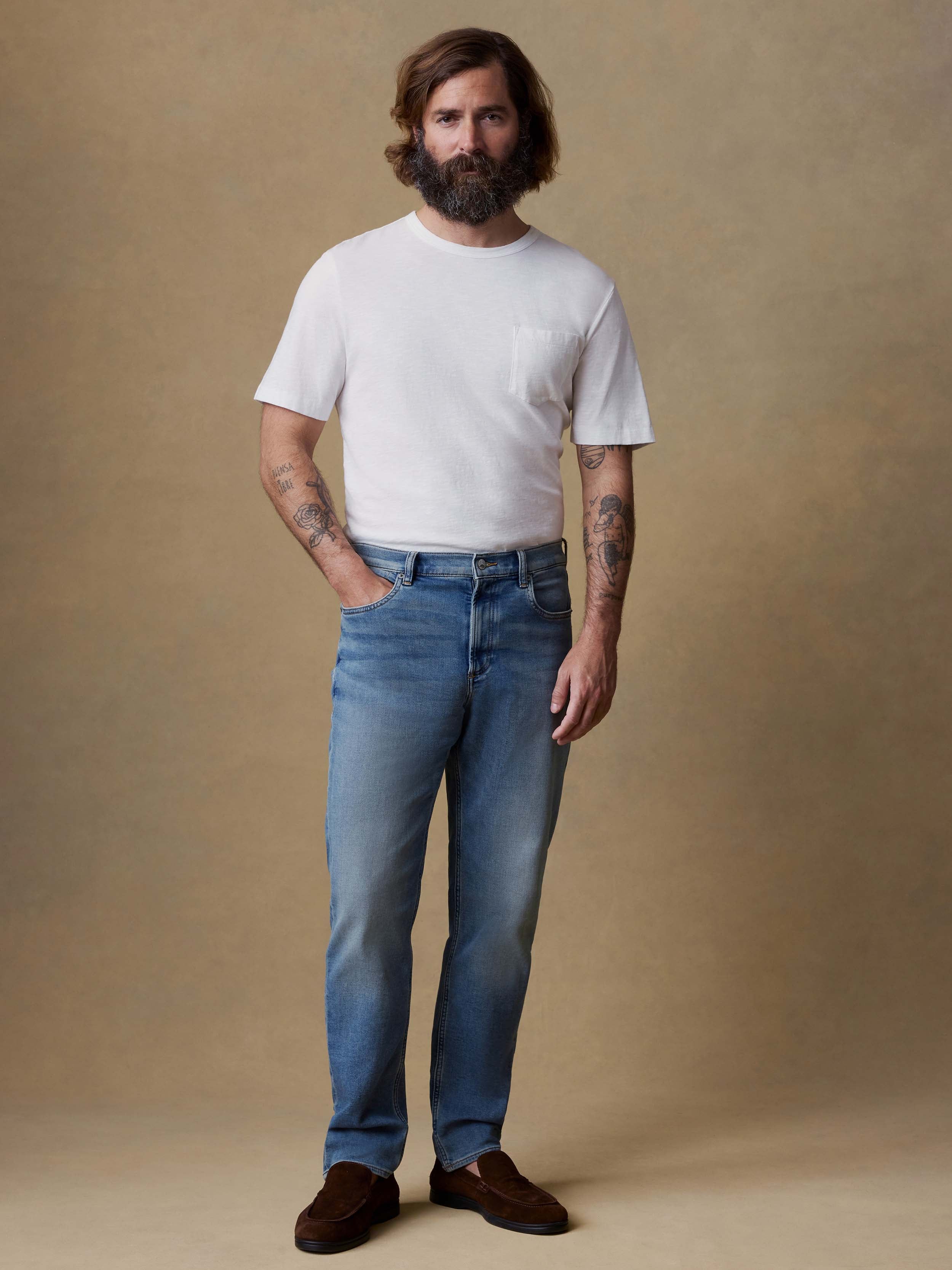 Image of Stretch Terry Indigo 5-Pocket Pant - Indigo Ocean Wash