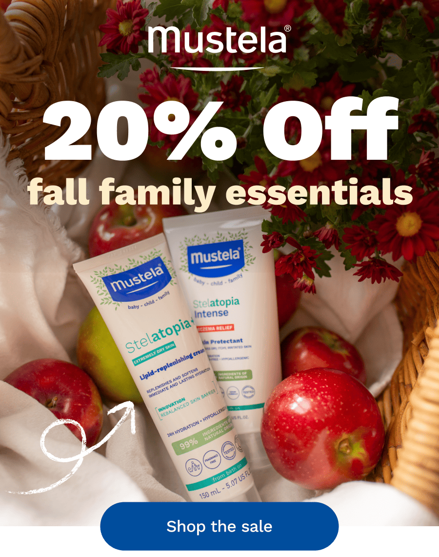 Mustela Logo | 20% off fall family essentials | Shop the sale