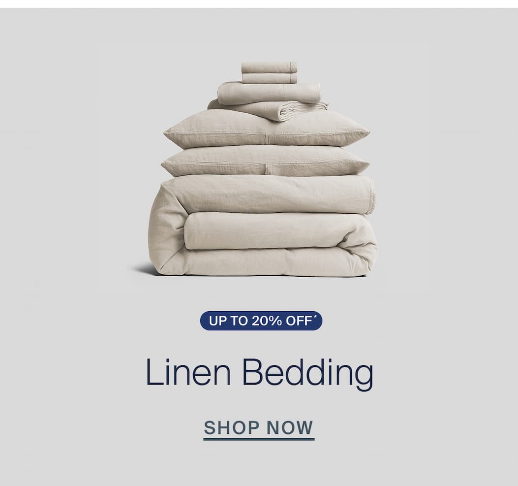 up to 20% off, shop linen bedding