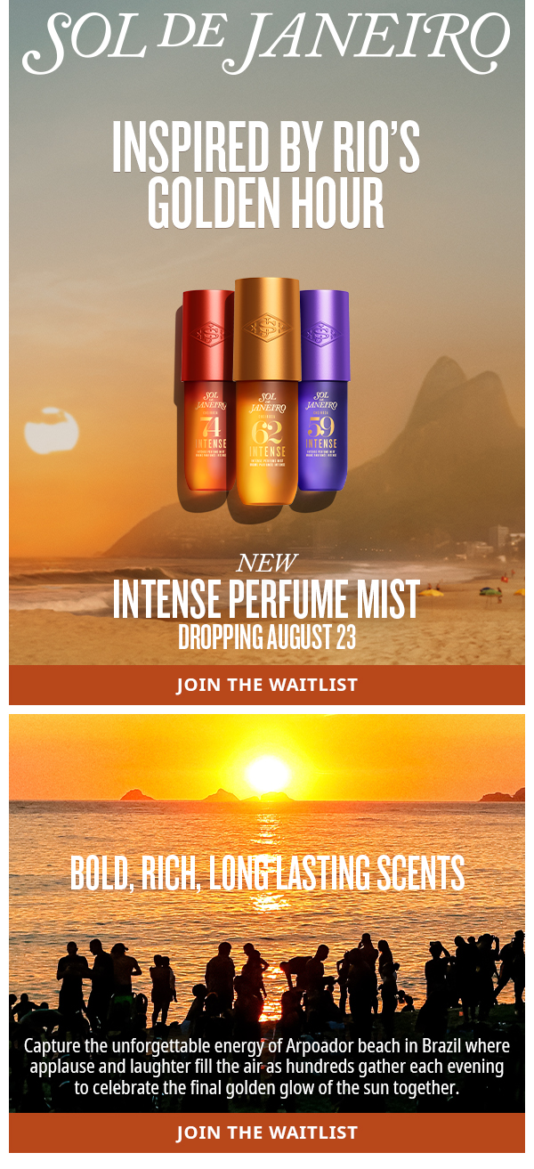 Inspired by Rio's Golden hour. New Intense Perfume mist. - JOIN THE WAITLIST