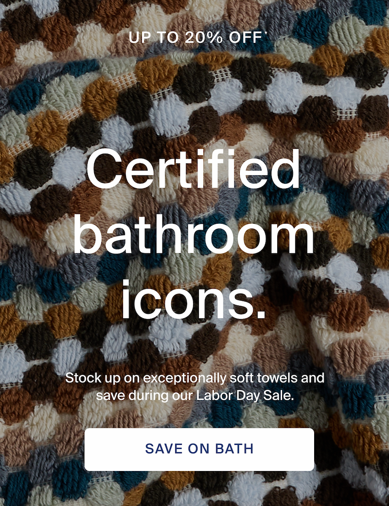 parachute home, up to 20% off, certified bathroom icons, save on bath