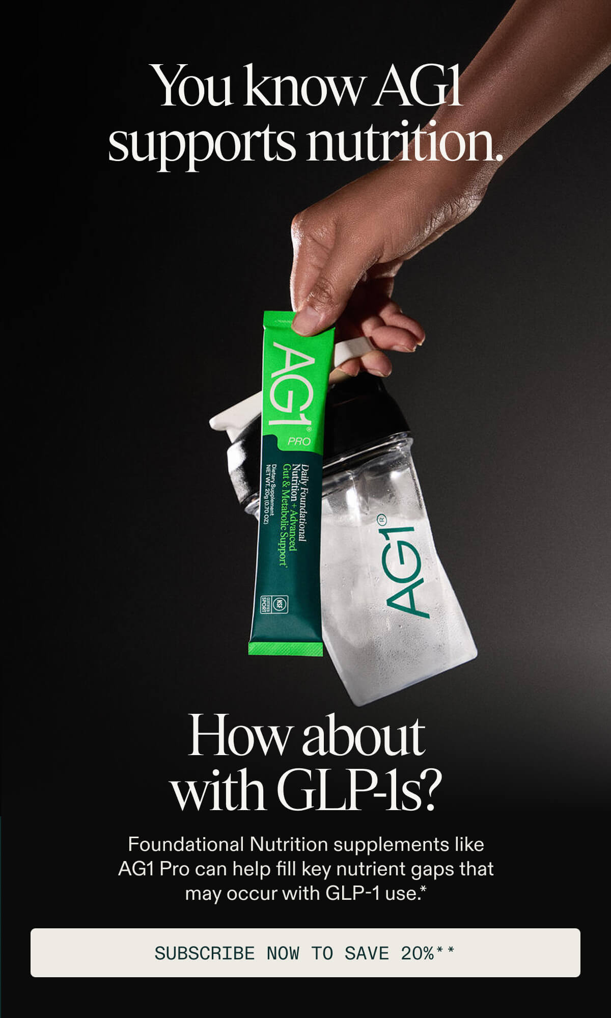 AG1 Pro equals GLP-1 support