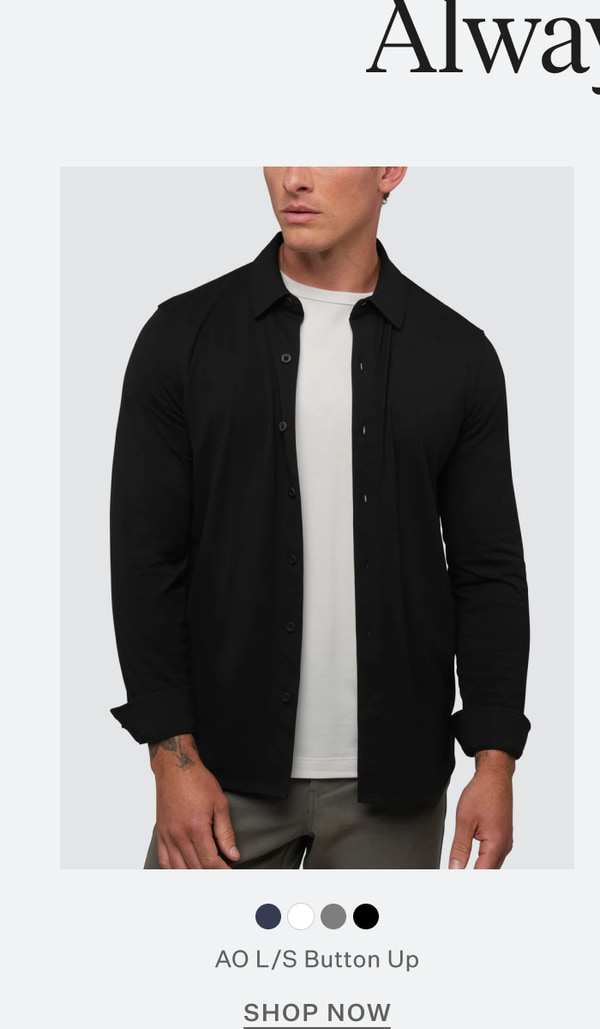 AO L/S Button Up | Black | Shop Now