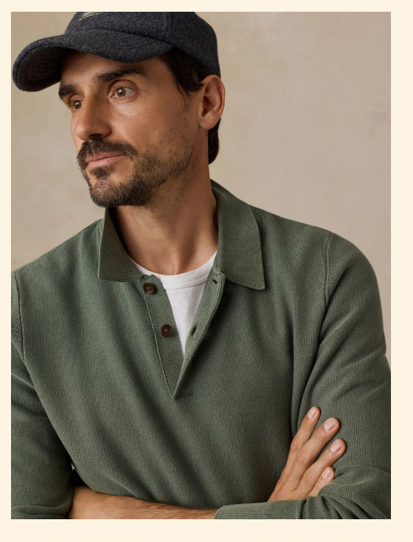 Lightweight Sunwashed Sweater Polo - Mountain Green