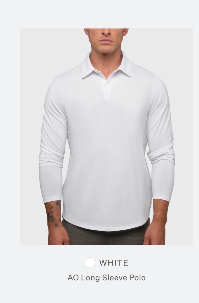 AO Long Sleeve Polo - White