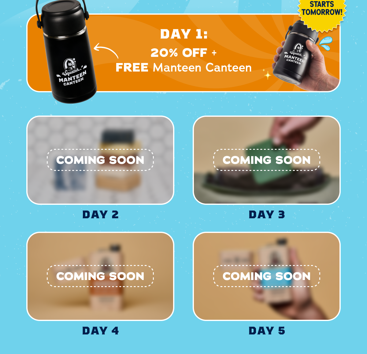 Day 1: 20% Off Free Manteen Canteen