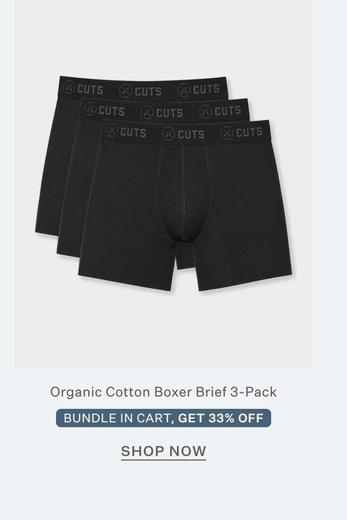 Organic Cotton Boxer Brief 3-Pack | Bundle in Cart, Get 33% Off