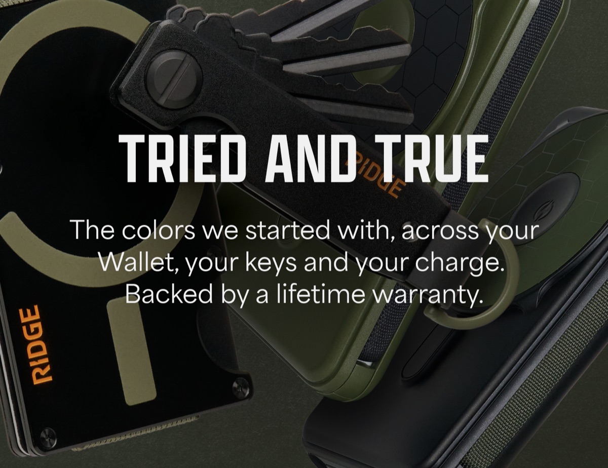 Tried and true. The colors we started with, across your Wallet, your keys and your charge. Backed by a lifetime warranty.