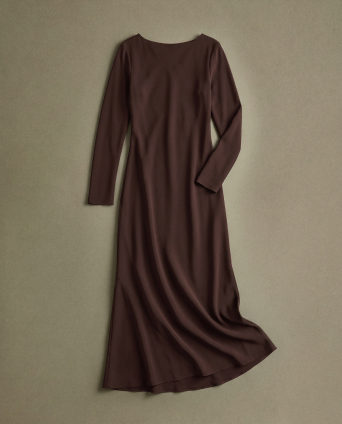 Washable Stretch Silk Long Sleeve Maxi Dress