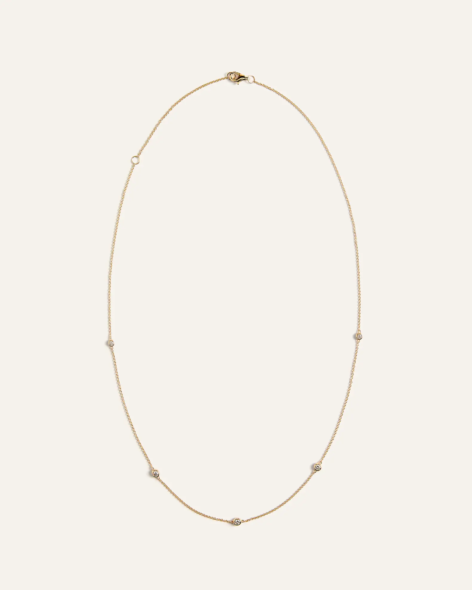 14K Gold Diamond Bezel Station Necklace