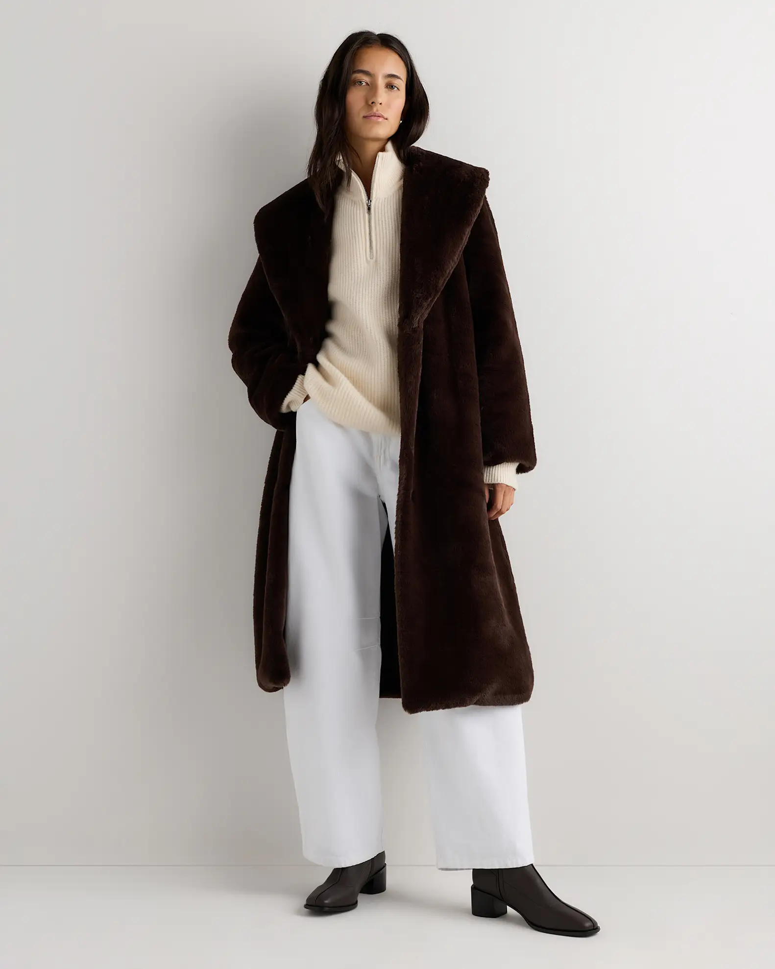 Faux Fur Maxi Wrap Coat