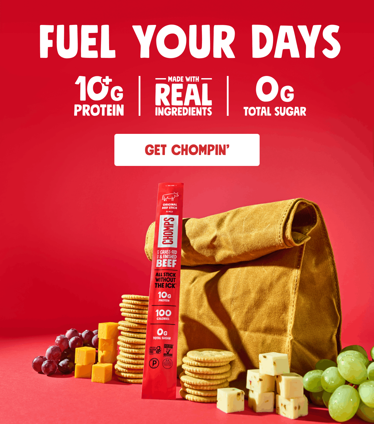 Fuel Your Days | 10+G Protein, Made with Real Ingredients | 0G Total Sugar | Get Chompin'