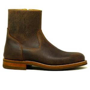 Pull-up Leather Zip Boots