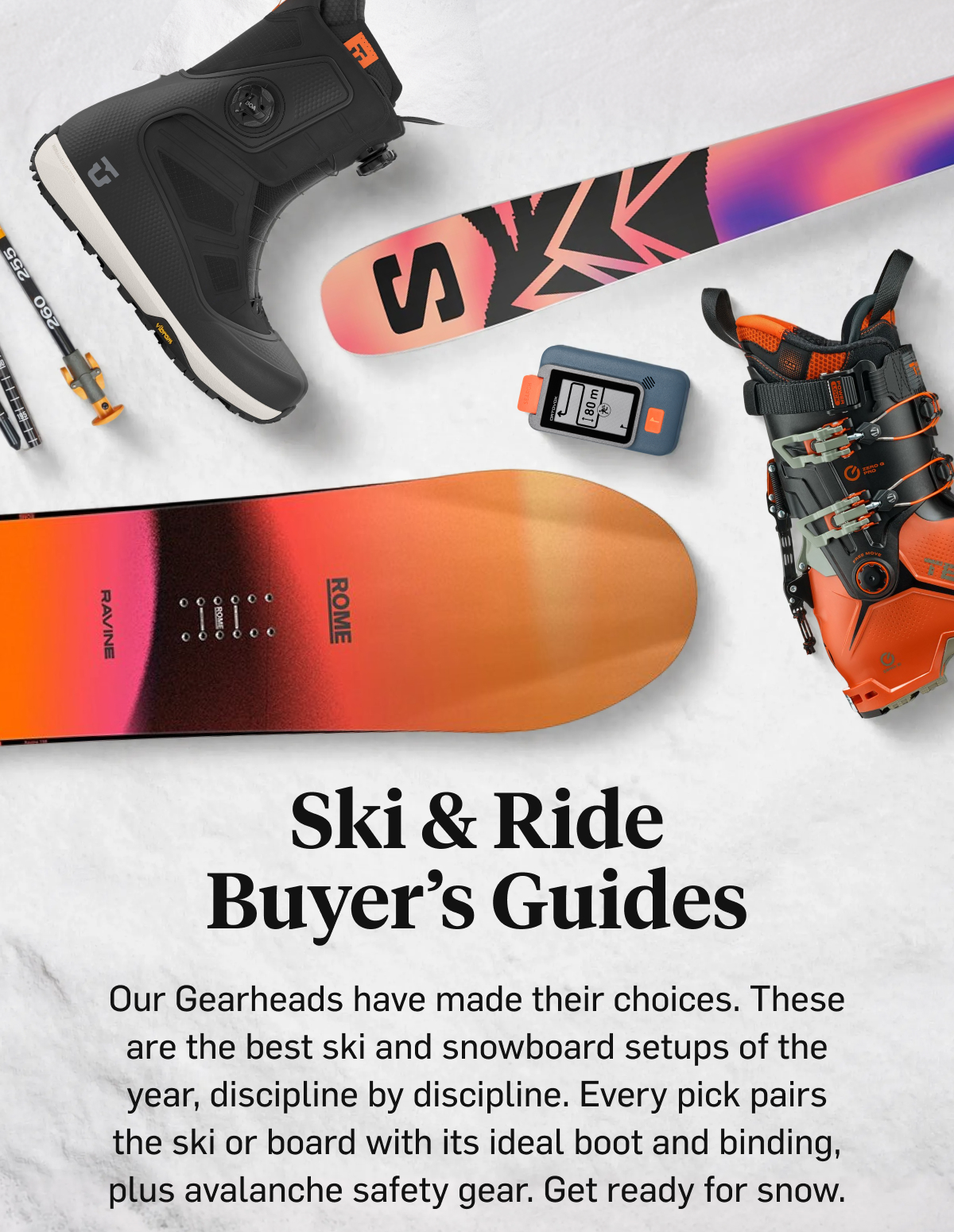 Ski & Ride Buyer's Guides: the best ski and snowboard setups of the year, discipline by discipline.