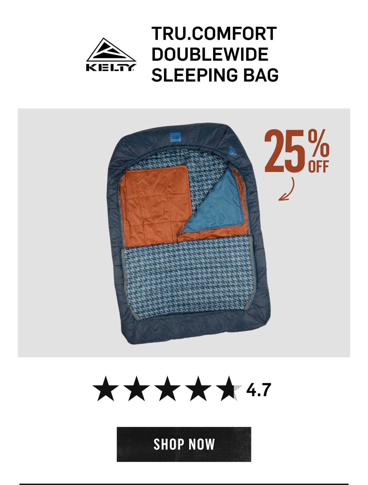 Kelty Tru.Comfort Doublewide Sleeping Bag, 25% Off. 4.7 Stars. Shop Now!