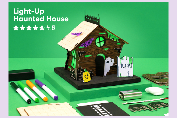 Light-Up Haunted House, rated 4.8 out of 5 stars. Engineer a battery-powered haunted house with LEDs and vellum paper windows for a ghoulish glowing effect.