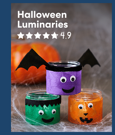Halloween Luminaries. Rated 4.9 out of 5 stars. Three colorful Halloween lanterns decorated as a bat, Frankenstein monster, and jack-o'-lantern.