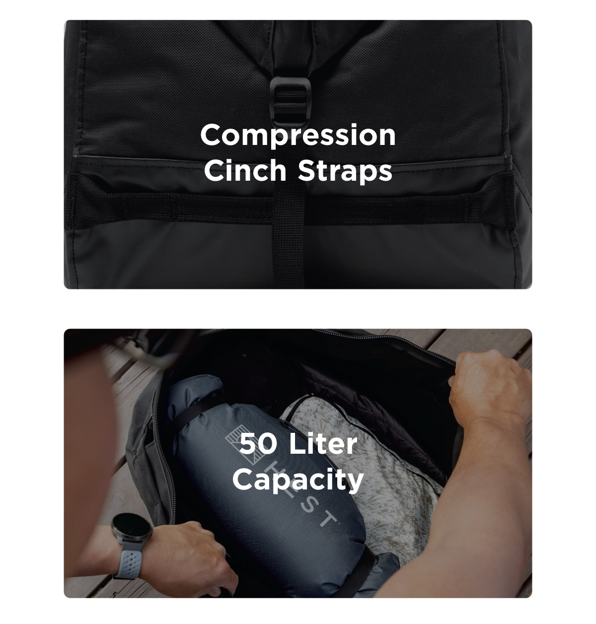 Compression Cinch Straps, and 50 Liter Capacity