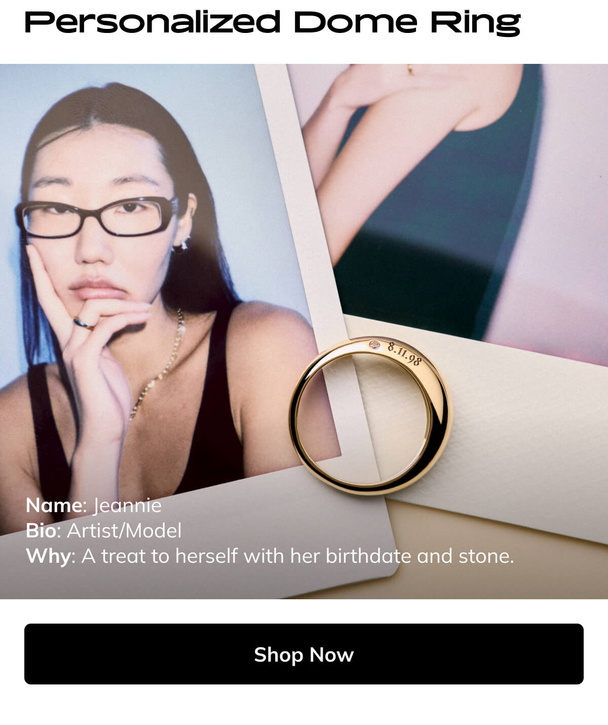 Personalized Dome Ring